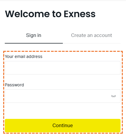 exnessログイン情報入力