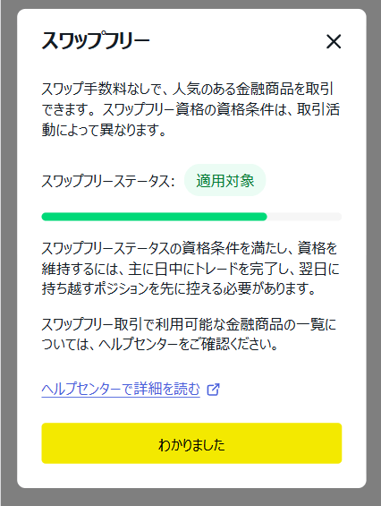 exnessスワップフリーステータス確認