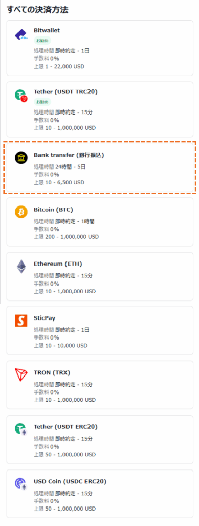 exness 出金方法でbank transfer選択