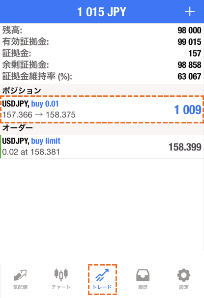 MetaTrader4OCO注文のポジション長押し
