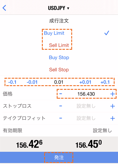 MetaTrader4指値注文の方法